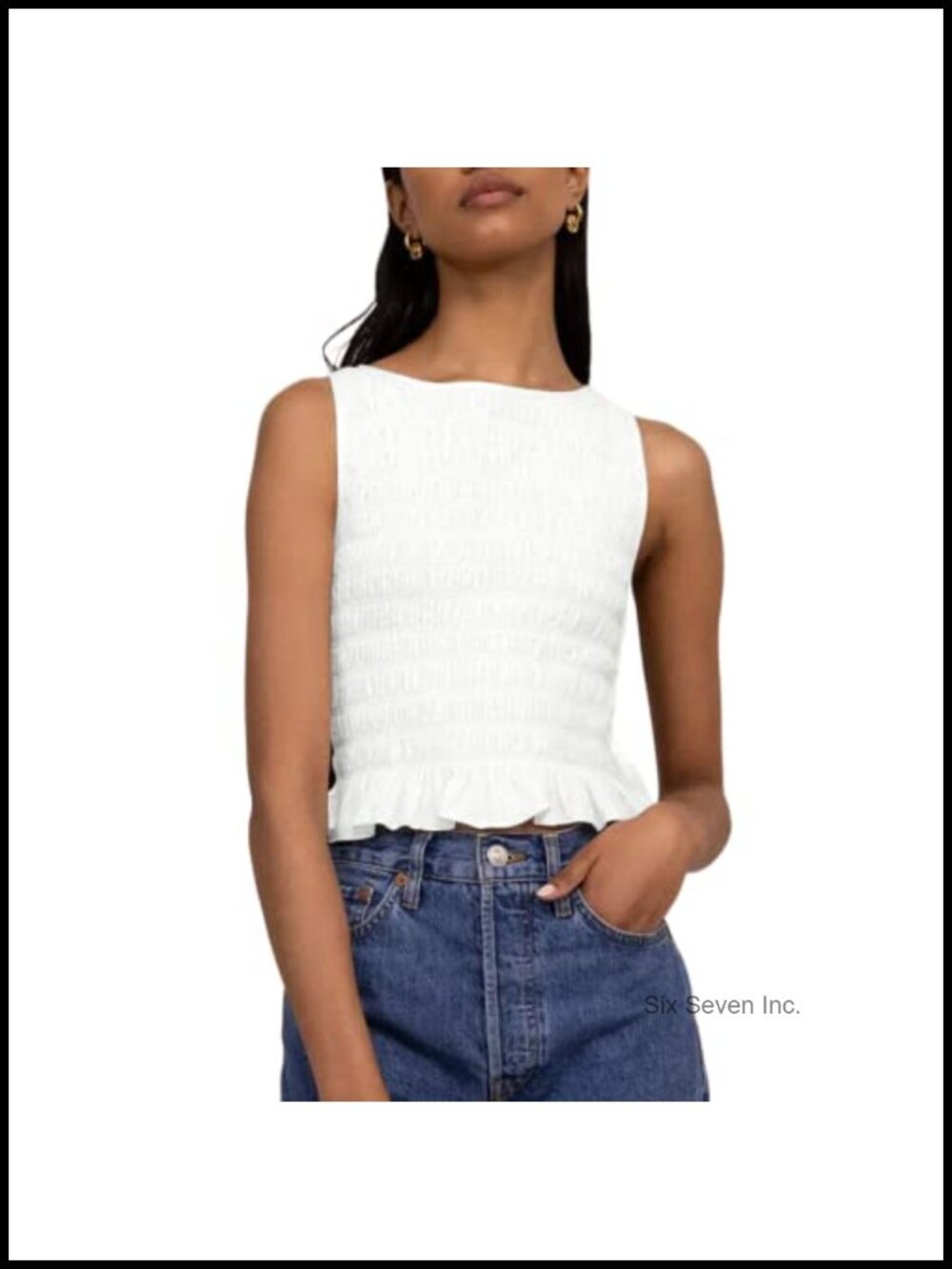 Women Shirred Ruffle Sleeveless Halter Tank Top Smocked Pleated Cami Summer
